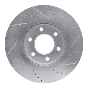 R1 07-24 Infiniti QX56 Front Left Drilled & Slotted Silver Brake Rotor