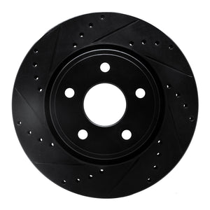 R1 05-10 Jeep Commander Front Left Drilled & Slotted Black Brake Rotor