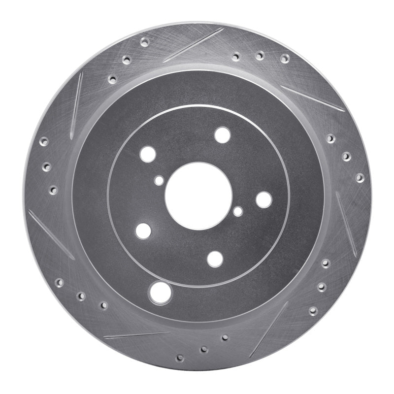 R1 06-14 Subaru B9 TRIBECA Rear Left Drilled & Slotted Silver Brake Rotor
