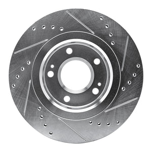 R1 09-15 Mitsubishi Lancer Front Left Drilled & Slotted Silver Brake Rotor