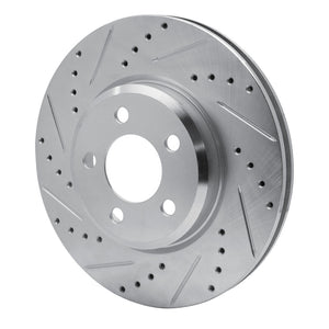 R1 09-23 Dodge Challenger Front Left Drilled & Slotted Silver Brake Rotor