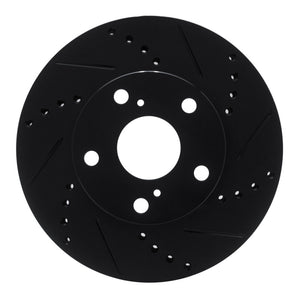 R1 05-15 Toyota Tacoma Front Right Drilled & Slotted Black Brake Rotor