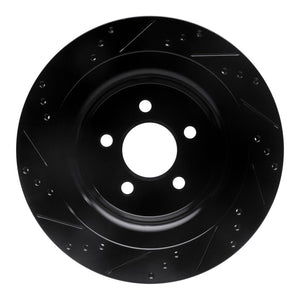 R1 15-23 Ford Mustang Rear Right Drilled & Slotted Black Brake Rotor