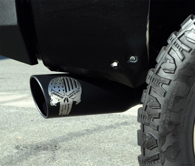 Gibson 09-13 Ram 1500 ST 4.7/5.7L 4in Patriot Skull Series Cat-Back Single Exhaust - Stainless