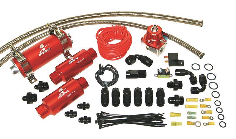 Aeromotive SS Carbureted Pump Reg Gauge Kit - AN Style Ports
