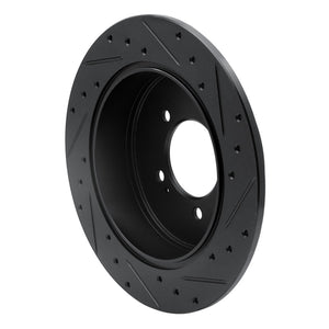 R1 07-15 Mitsubishi Outlander Rear Left Drilled & Slotted Black Brake Rotor