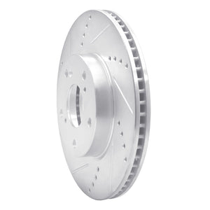 R1 16-25 Honda Civic Coupe Front Left Drilled & Slotted Silver Brake Rotor