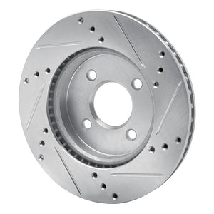 R1 11-25 Nissan Versa Front Left Drilled & Slotted Silver Brake Rotor