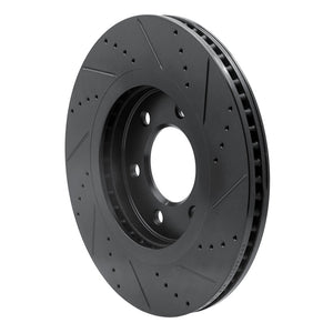 R1 07-24 Infiniti QX56 Front Left Drilled & Slotted Black Brake Rotor