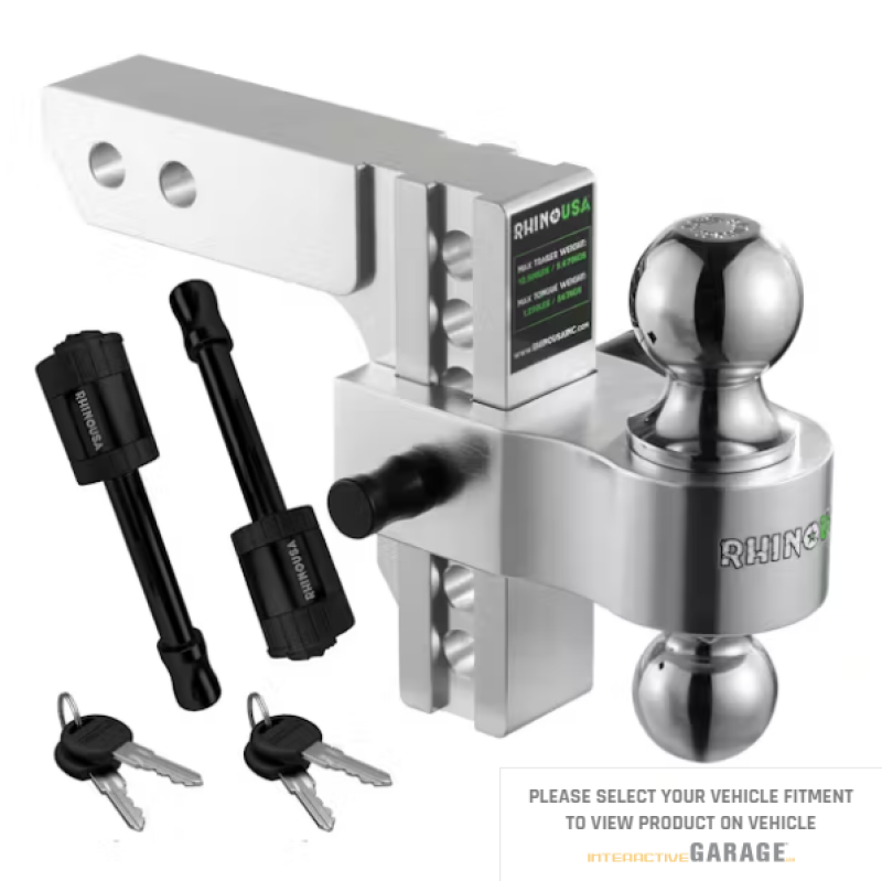 Rhino USA 8In Heavy Duty Drop Hitch - 2In (Silver)
