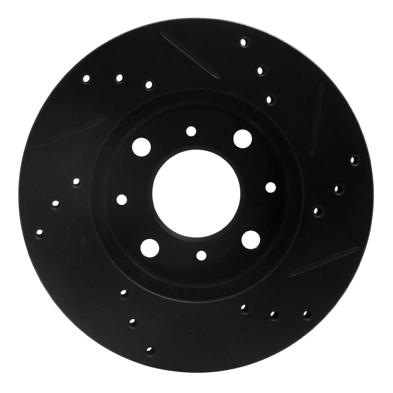 R1 90-00 Honda Civic Wagon Front Left Drilled & Slotted Black Brake Rotor
