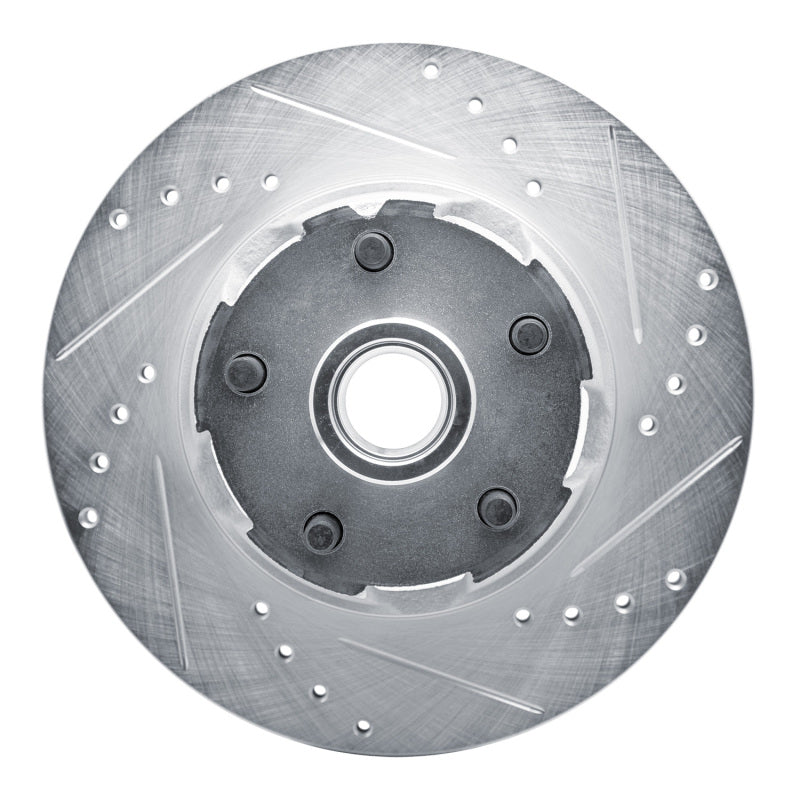 R1 65-67 Ford Ranchero Front Right Drilled & Slotted Silver Brake Rotor