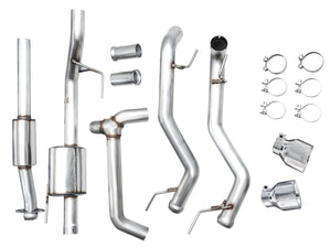 AWE Tuning 2021+ Ford F150 Tremor w/ Bumper Cutouts 0FG Resonated Cat-Back w/ Chrome Silver Tips