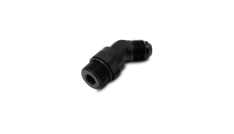 Vibrant -6AN Male Flare to Male -8AN ORB Swivel 45 Degree Adapter Fitting - Anodized Black