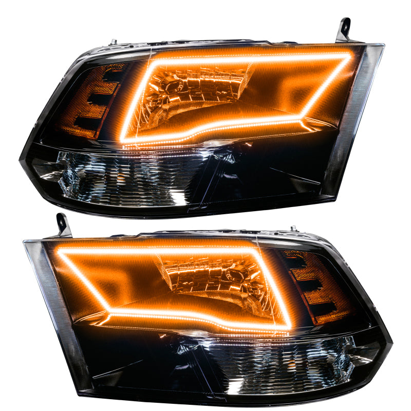 Oracle 09-17 RAM 1500 TRX Quad Pre-Assembled Headlights Blk Housing - w/ 2.0 Controller