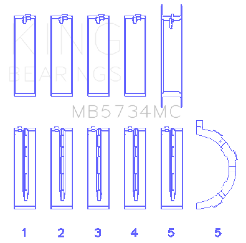 King Engine Bearings Ford 302 CID Coyote (Size 0.05) Main Bearing Set