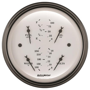 AutoMeter Gauge Quad 3-3/8in. 0 Ohm(e) to 90 Ohm(f)Elec Old Tyme White