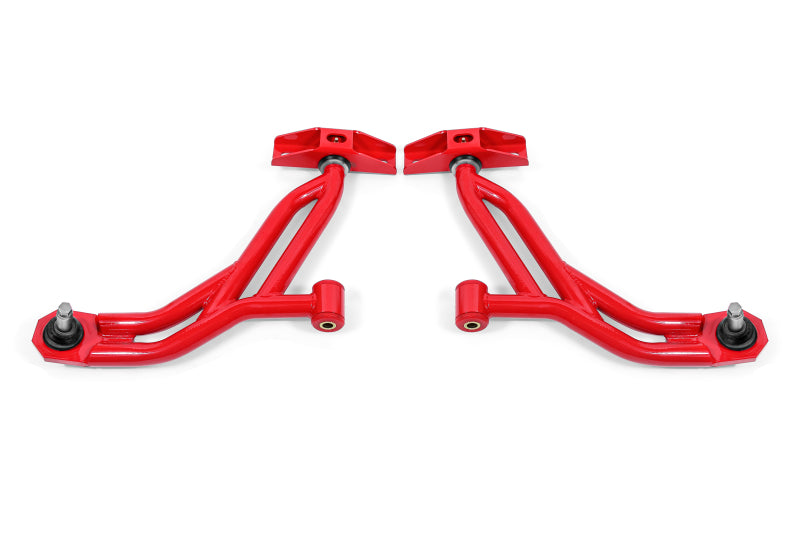 BMR 10-14 Ford Mustang Non-Adj. Lower A-Arms Delrin/Rod End w/ 19mm Tall Ball Joint - Red
