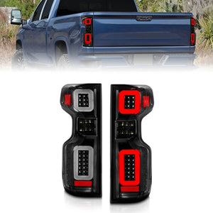 ANZO 19-21 Chevy Silverado Full LED Taillights Black Housing Clear Lens G2 (w/C light Bars)