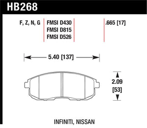 Hawk 03-04 G35/03-05 G35X/ 02-05 350z w/o Brembo DTC-60 Race Front Brake Pads