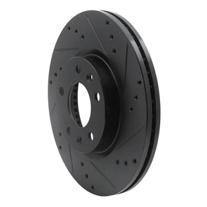R1 06-13 Ford Fusion Front Right Drilled & Slotted Black Brake Rotor