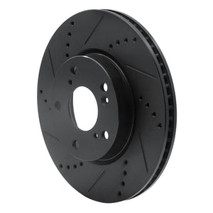 R1 2016-2025 Honda Accord Coupe Front Left Drilled & Slotted Black Brake Rotor