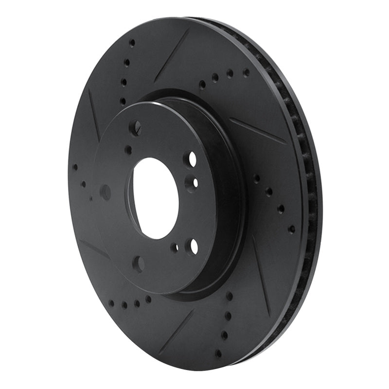 R1 2016-2025 Honda Accord Coupe Front Left Drilled & Slotted Black Brake Rotor
