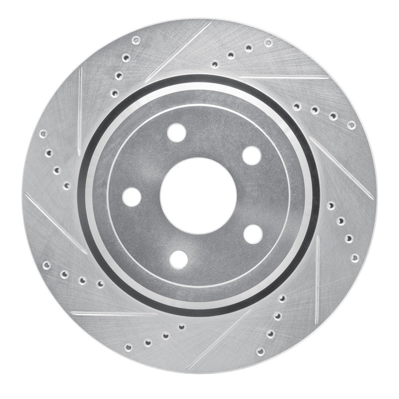 R1 12-25 Dodge Durango Rear Left Drilled & Slotted Silver Brake Rotor