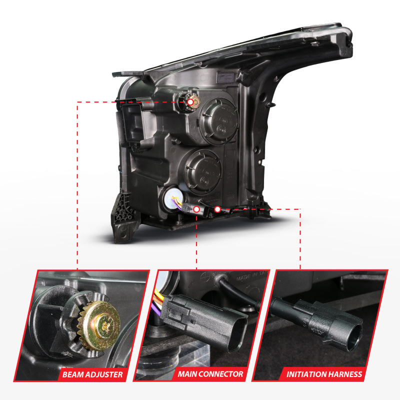 ANZO 15-20 GMC Yukon (Incl XL - Factory Halogen Models) Full LED Proj Headlights Black - Pass. Side
