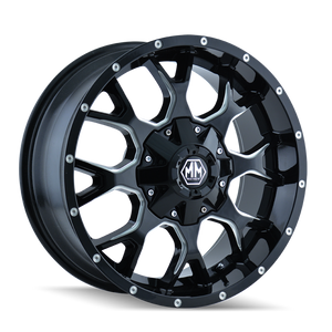 Mayhem 8015 Warrior 20x9 / 8x165.1 BP / 0mm Offset / 130.8mm Hub Gloss Black Milled Wheel