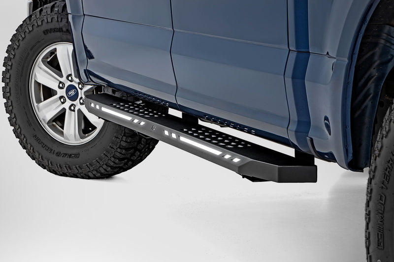 Rough Country AC2 Running Boards Amber/White | Crew Cab | Ford F-150/Lightning/F-250/F-350/Raptor (15-26)