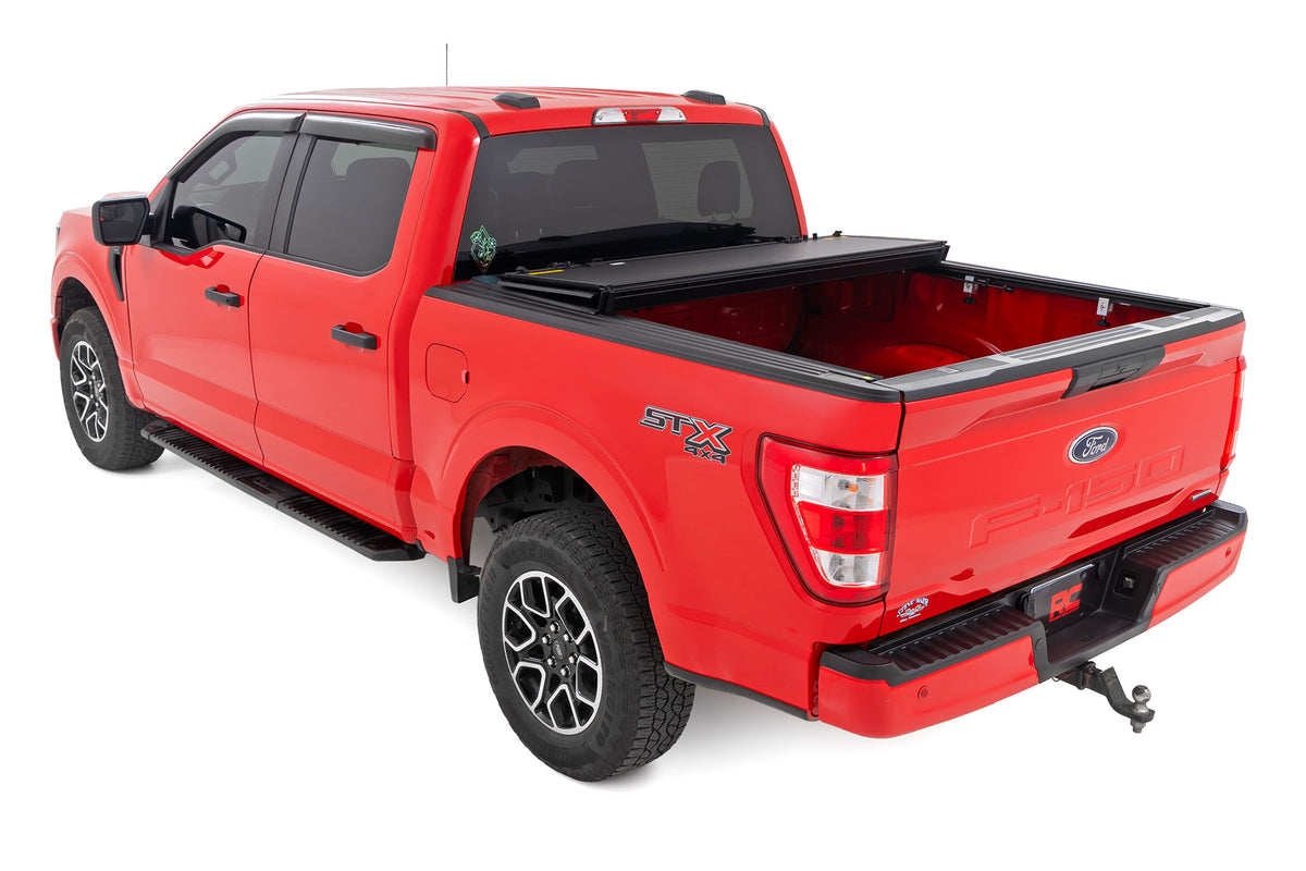 Rough Country Hard Tri-Fold Flip Up Bed Cover | Ford F-150 2WD/4WD (2015-2020)