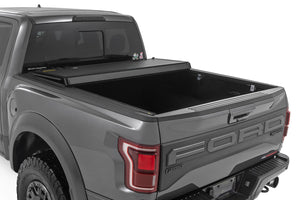 Rough Country Hard Tri-Fold Flip Up Bed Cover | Ford F-150 (21-26)/F-150 Lightning (22-26)