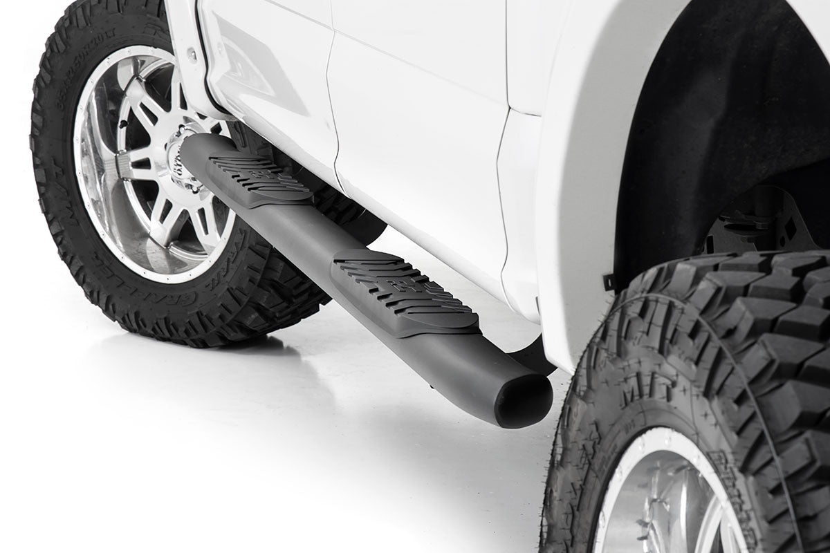 Rough Country Oval Nerf Step Crew Cab | Black | Ford F-150/Lightning/F-250/F-350/Raptor (15-26)
