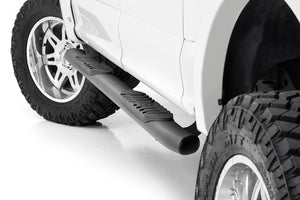 Rough Country Oval Nerf Step Crew Cab | Black | Ford F-150/Lightning/F-250/F-350/Raptor (15-26)