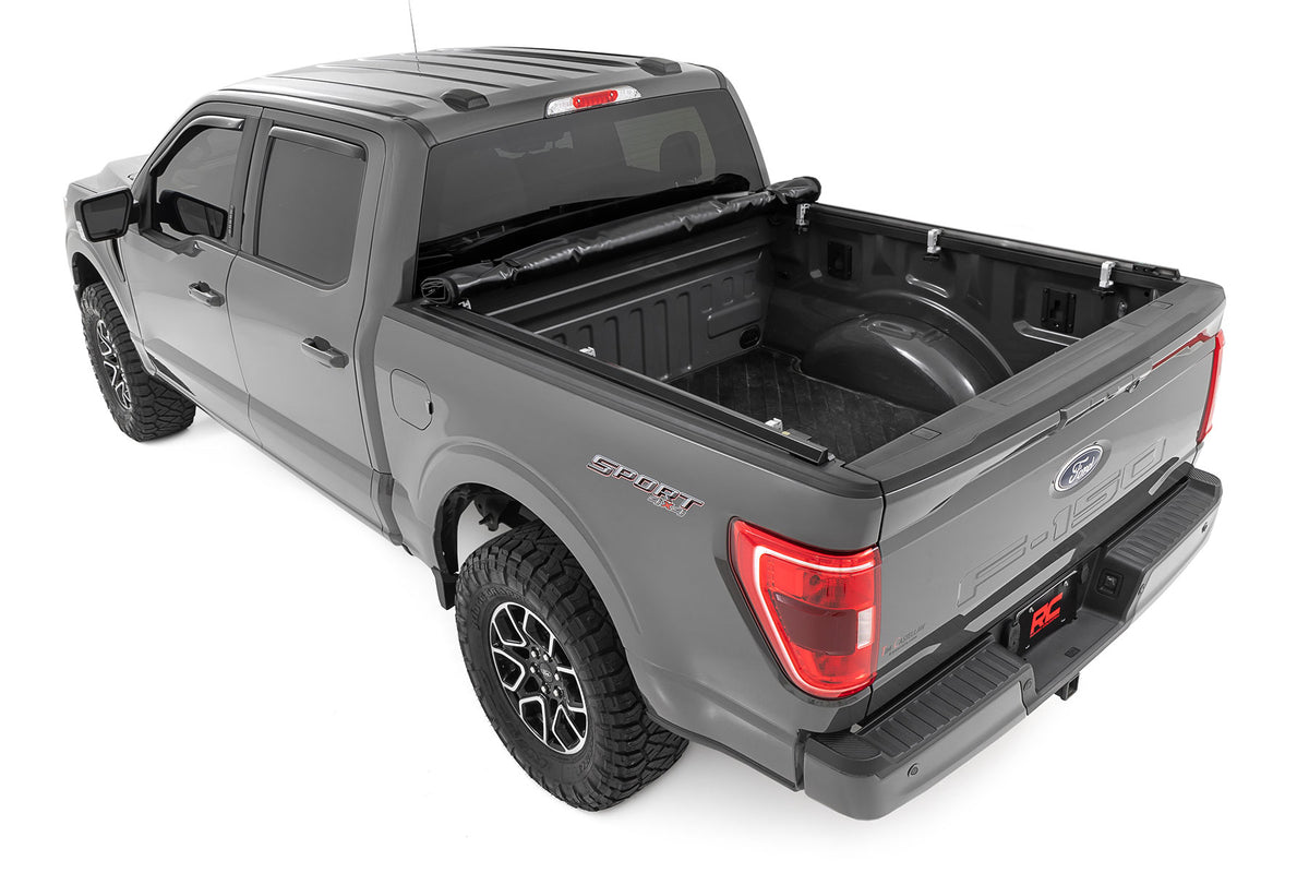 Rough Country Soft Roll Up Bed Cover | Ford F-150/F-150 Lightning/Raptor (15-26)