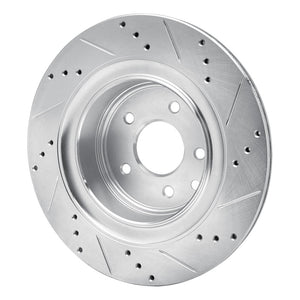 R1 07-15 Infiniti G37 Rear Left Drilled & Slotted Silver Brake Rotor