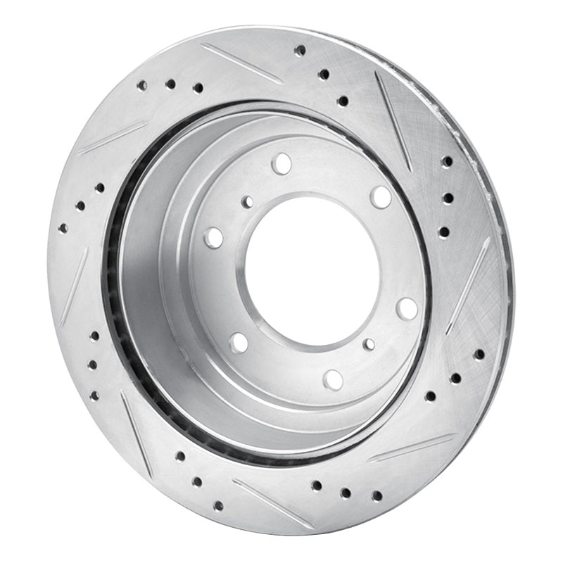 R1 00-06 Mitsubishi Montero Rear Left Drilled & Slotted Silver Brake Rotor