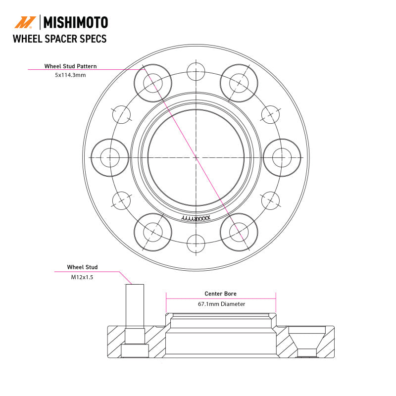 Mishimoto Wheel Spacers - 5x114.3 - 67.1 - 35 - M12 - Black