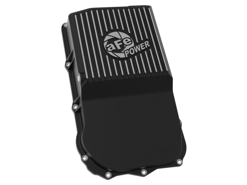 aFe 18-25 Jeep Wrangler JL V6 Transmission Pan - Black w/ Machined Fins
