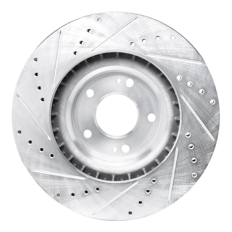 R1 19-22 Hyundai Veloster N Front Right Drilled & Slotted Silver Brake Rotor