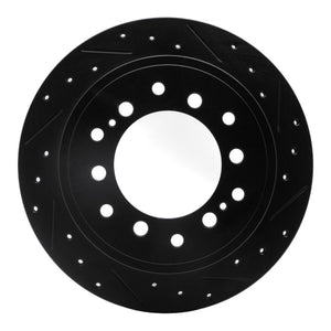 R1 10-24 Lexus GX460 Rear Right Drilled & Slotted Black Brake Rotor