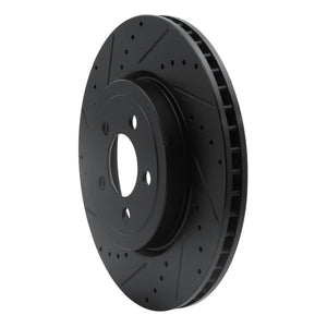 R1 09-23 Dodge Challenger Front Left Drilled & Slotted Black Brake Rotor
