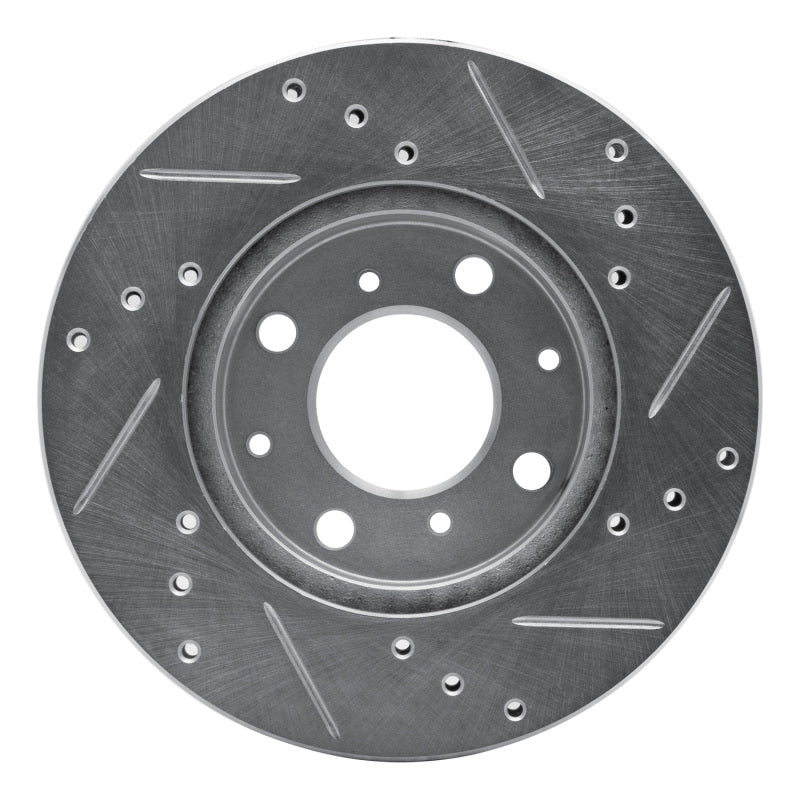 R1 90-00 Honda Civic DEL SOL Front Left Drilled & Slotted Silver Brake Rotor