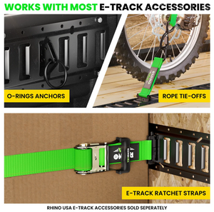 Rhino USA 8Ft E-Track Tie-Down Rails, Silver (2 Pack)