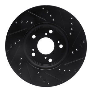 R1 13-22 Honda Accord Coupe Front Left Drilled & Slotted Black Brake Rotor