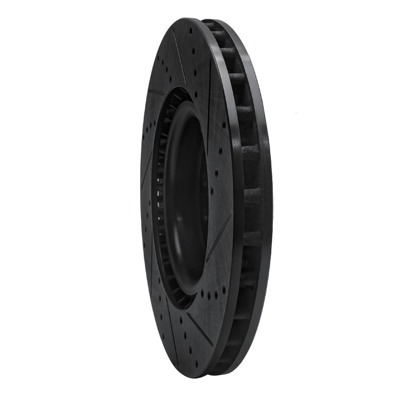 R1 17-25 Acura Integra Front Left Drilled & Slotted Black Brake Rotor