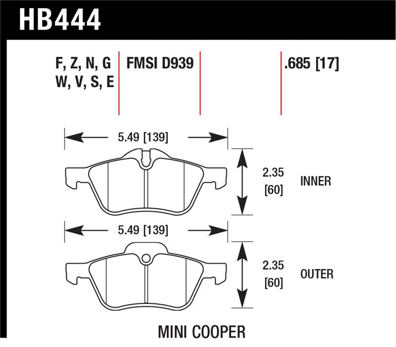 Hawk 02-08 Mini Cooper DTC-60 Race Front Brake Pads