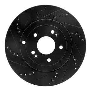 R1 10-16 Hyundai Genesis Coupe Rear Left Drilled & Slotted Black Brake Rotor