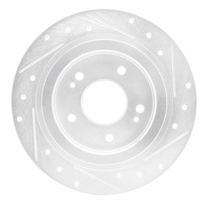 R1 18-25 Hyundai Kona Rear Left Drilled & Slotted Silver Brake Rotor